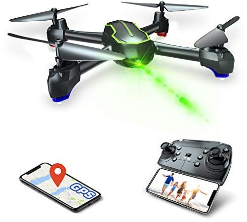 Loolinn | Drohne GPS - Drohne mit Kamera HD 1080p für Anfänger, RC Quadrocopter Drohnen FPV mit Live Übertragung / GPS Automatisch Rückkehr / 32 Min Flugzeit / Follow Me Funktion ( Zwei Batterien)