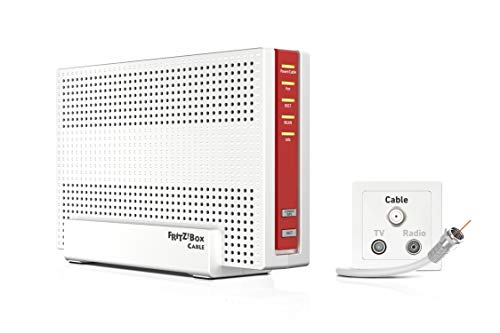 AVM FRITZ!Box 6591 Cable WLAN AC + N Router (DOCSIS-3.1-Kabelmodem, Dual-WLAN Ac+N (MU-MIMO) mit 1733 (5 GHz) + 800 Mbit/S (2, 4 GHz), VoIP-Telefonanlage)