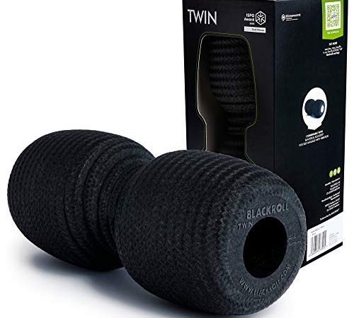 BLACKROLL® TWIN Faszienrolle (30 cm x 13 cm), Massagerolle mit Aussparung für die Wirbelsäule, Fitness-Rolle für die punktuelle Selbstmassage und Regeneration, mittlere Härte, Made in Germany, Schwarz