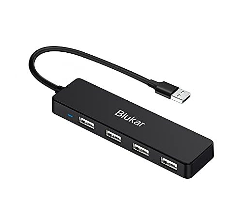 Blukar USB Hub, 4 Ports USB 2.0 Datenhub Ultra Slim Extra Leicht mit 250 mm Kabel, kompatibel mit MacBook, Mac Pro/Air/Mini, Surface Pro, Lenovo Yoga, Huawei Matebook, Flash Drives usw.