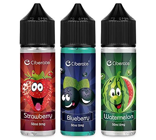 Ciberate Wassermelone Blaubeere Erdbeere E Liquid Set, Liquid für E Zigaretten/E Shisha, 70VG/30PG Vape Eliquids, 3x50ML, ohne Nikotin