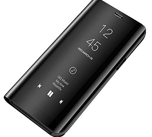 CXvwons Galaxy S8 Hülle, S8 Handyhülle Spiegel Schutzhülle Flip Tasche Case Cover für Galaxy S8, Stand Mirror Handyhülle Leder Hülle für Samsung Galaxy S8 (Schwarz)