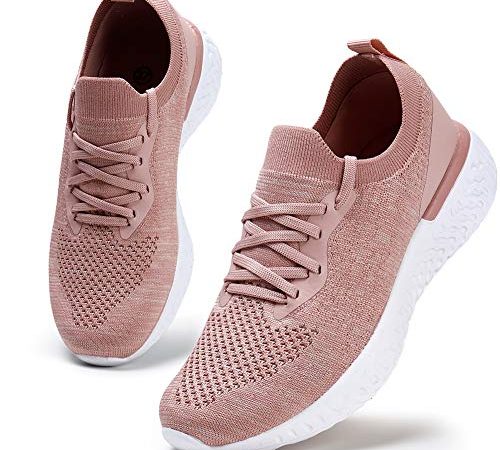 Damen Walkingschuhe Turnschuhe Laufschuhe Sportschuhe Fitness Sneakers Trainers für Running Outdoor Schuhe Pink 39 EU