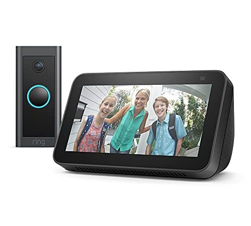 Echo Show 5 (2. Generation, 2021) + Ring Video Doorbell Wired von Amazon, Funktioniert mit Alexa, Anthrazit