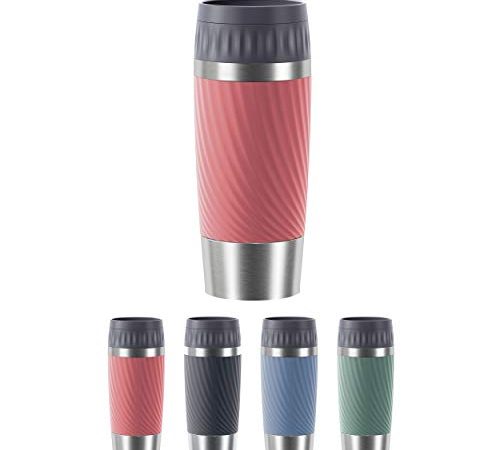 Emsa N20116 Travel Mug Easy Twist Thermobecher | 0,36 L. |Deckel mit einfachen Öffnen/Schließ System | Edelstahl-Isolierbecher | 4h heiß/8h kalt | 100 % dicht | 360°-Trinköffnung | Koralle