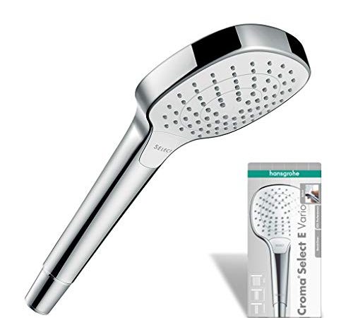 hansgrohe Duschkopf Croma Select E (Regendusche, 3 Strahlarten) weiß/chrom