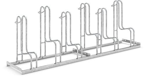 Hochwertiger Fahrradständer Standparker 4056 | Sicherer Radständer auch für Mountainbikes & E-Bikes | einseitig, für 6 Fahrräder | Stahl verzinkt | Bodenparker Bügelparker Mehrfachständer