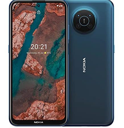 Nokia X20 5G Smartphone, Dual-SIM, RAM 8GB, ROM 128GB, 64MP Quad-Kamera von ZEISS, 6,67” Full HD+ Display, sicheres Android 11 mit 3 Jahre Herstellergarantie & Updates, Alurahmen - Nordic Blue