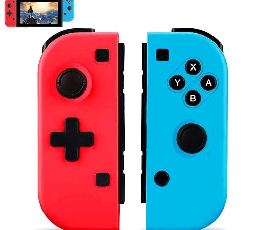 Nokoos Wireless Controller für Switch, Switch Controllers Joystick Gamepad Controller Kompatibel mit Nintendo Switch OLED mit Dual Motor Axis Gyro (rot blau)