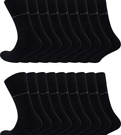 Pierre Cardin 18 Paar Sonderangebot Herren Business-Socken Baumwoll-Socken Anzug-Socken Schwarz (18, 43-46)