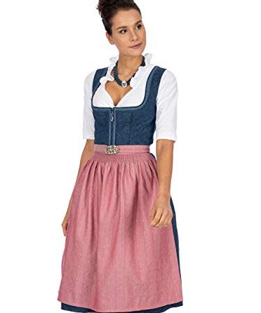 Stockerpoint Damen Dirndl Roseline Kleid für besondere Anlässe, blau-Altrosa, 44