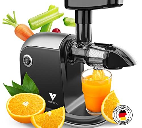 Vandenberg [DAS ORIGINAL] - Slow Juicer - Entsafter Gemüse und Obst Testsieger - [150 W] Vitaminschonende Saftpresse elektrisch mit Umkehr Funktion Inkl. Reinigungsbürste - BPA Frei