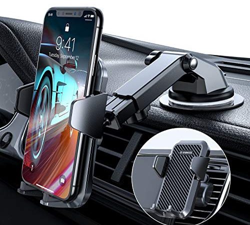 VANMASS Handyhalterung Auto 2022 Upgrade Version Handy Halterung Auto 3 in 1 Kfz Handyhalterung Lüftung & Saugnapf Halter 100% Kratzschutz Smartphone Halterung Auto für iPhone Samsung Huawei LG usw