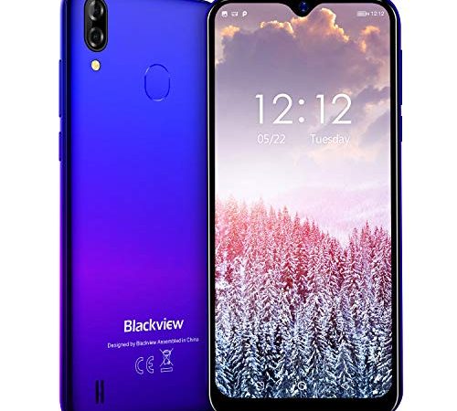 Blackview A60 Pro Smartphone ohne Vertrag Günstig 4G - 6,1 Zoll 3GB + 16GB, 256GB erweiterbar 4080mAh Akku, 8MP+5MP Kamera Dual SIM Handy - Mist blau