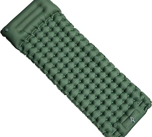 BLUEVER Camping Isomatte, 10cm Thick Aufblasbare Luftmatratze Camping, Kleines Packmaß Schlafmatte für Outdoor, Ultraleicht Feuchtigkeitsbeständig Wasserdicht und rutschfest