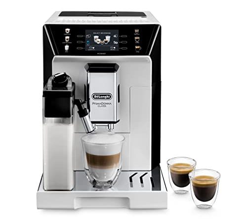 De'Longhi PrimaDonna Class ECAM 550.65.W Kaffeevollautomat mit LatteCrema Milchsystem, Cappuccino und Espresso auf Knopfdruck, 3,5 Zoll TFT Farbdisplay und App-Steuerung, weiß