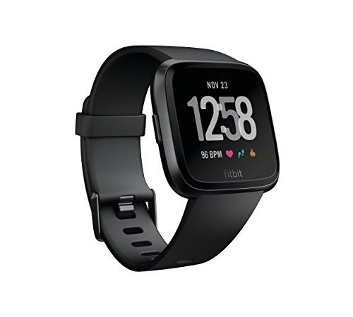 Fitbit Versa, Gesundheits & Fitness Smartwatch mit Herzfrequenzmessung, 4+ Tage Akkulaufzeit & Wasserabweisend bis 50 m Tiefe, Schwarz