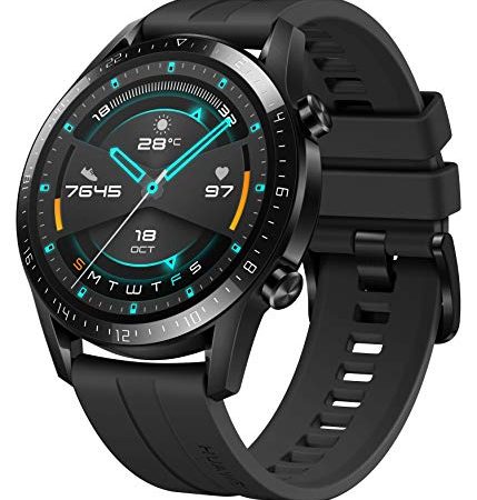 HUAWEI Watch GT 2 Smartwatch (46 mm Full-Color-AMOLED Touchscreen, SpO2-Monitoring, Herzfrequenzmessung, Musik Wiedergabe, 5ATM wasserdicht, GPS) Matte Black, 30 Monate Garantie