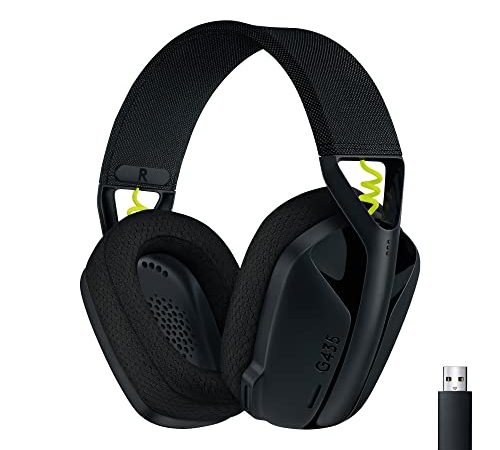 Logitech G435 LIGHTSPEED Kabelloses Bluetooth-Gaming-Headset, Leichte Over-Ear-Kopfhörer, Integrierte Mikrofone, 18h Akku, Kompatibel mit Dolby Atmos, PC, PS4, PS5, Handy, Nintendo Switch - Schwarz