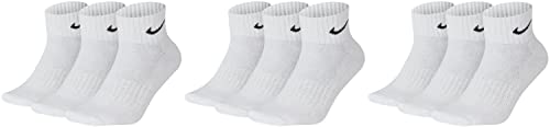 Nike 9 Paar Socken One Quater Socks Herren Damen Kurze Socke Knöchelhoch , Farbcode + Farbe:A21 9 Paar weiss, Größe:42-46