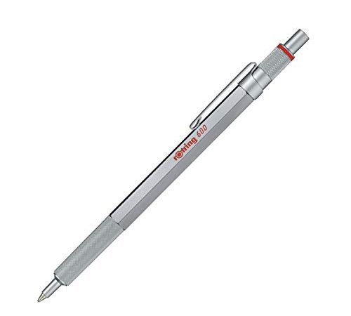 rOtring 600 Kugelschreiber, mittlere Spitze, Schwarze Tinte, silberfarbener Schaft, nachfüllbar