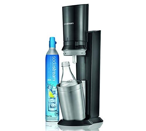 SodaStream Crystal Bruiswatertoestel Zwart - Zelf bruisend water maken in Enkele Seconden - Incl. Glazen Karaf voor 75 cl en 60 Liter Koolzuurcilinder - Duurzaam - Modern Design