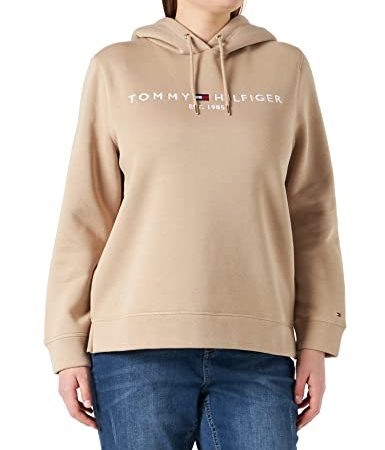 Tommy Hilfiger Damen Regular Hilfiger Hoodie Kapuzenpullover, Beige, 42