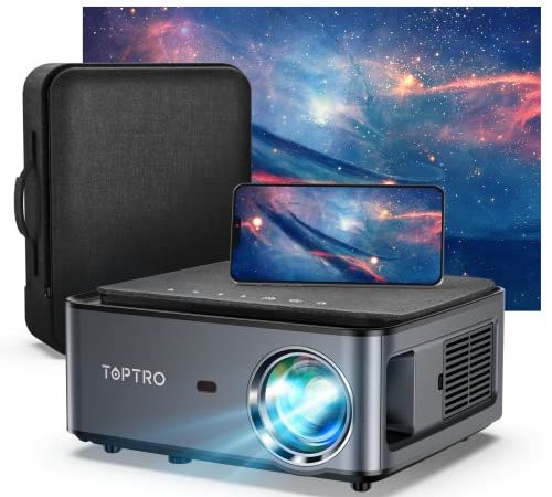 TOPTRO Beamer, 9000 Lumen Beamer Full HD 5G, WiFi Bluetooth Beamer 4K Native 1080P LED Heimkino Video Projector kompatibel mit Fire TV Stick, iOS/Android Smartphone, MAC/PC/Laptop, PPT, PS5