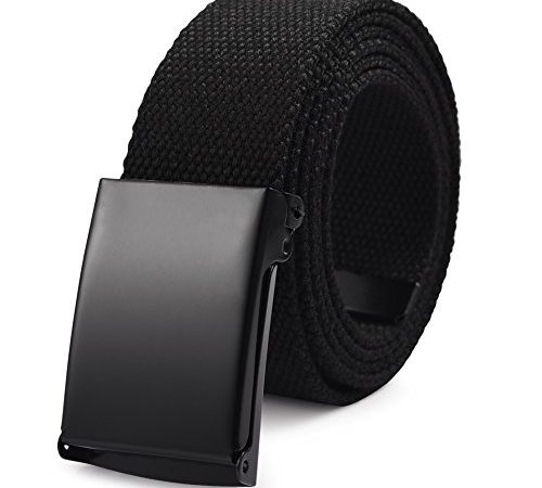 Unisex Gürtel Nylon Canvas Belt - Business Güertel Länge 130 cm Breit 3,8 cm Automatischer Schnallen Verstellbarer mit Arbeitsgürtel Stoff Herren Damen Universal Outdoor Güertel für Herre Schwarz