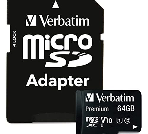 Verbatim Premium microSDXC Speicherkarte inkl. Adapter I 64 GB I schwarz I SD Karte für Full-HD Videoaufnahmen I wasserabweisend & stoßfest I SD Speicherkarte für Kamera Smartphone Tablet