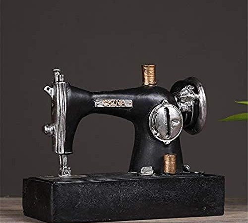 WQISON Harz Startseite Retro Nähmaschine Black Resin Bildhauer Statue Tisch Wohnzimmer Restaurant Cafe Bar Dekorationen Art Craft