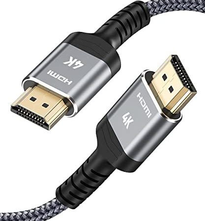 4K HDMI Kabel 2Meter, Snowkids HDMI Kabel 4K@60Hz Nylon Geflecht Vergoldete Anschlüsse mit Ethernet/Audio Rückkanal, Kompatibel mit Video 4K 2160p,1080p-Grau