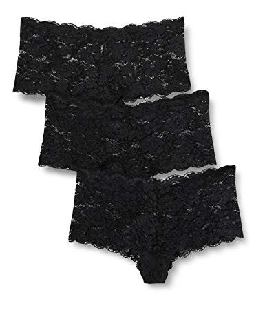 Amazon-Marke: Iris & Lilly Floral Lace Hipster, 3er Pack,, Schwarz (Black), M, Label: M