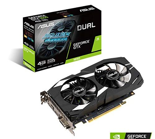 ASUS NVIDIA GeForce GTX 1650 Dual 4G Gaming Grafikkarte (PCIe 3.0, 4GB DDR5 Speicher, HDMI, DVI, Displayport)