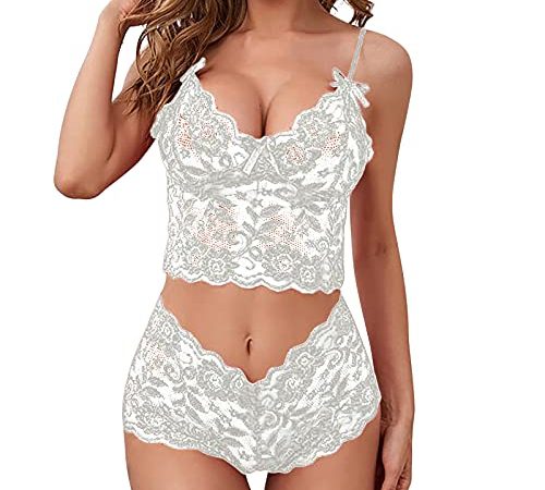 Blingko Reizwäsche Damen Set, Erotik Unterwäsche und Slip Transparentes Lingerie Erotische Dessous-Sets Teddy Negligés Jumpsuit Frontverschluss Babydoll Set Unterwäsche Frauen Sexy