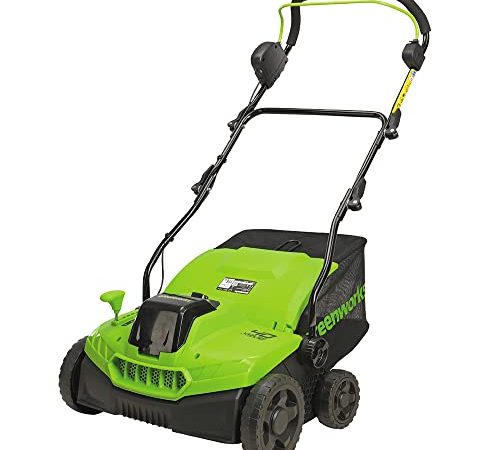 Greenworks 40V 2-in-1 Akku-Vertikutierer und Rasenlüfter GD40SC36 (Li-Ion 40V 36cm Arbeitsbreite mit fünf zentral einstellbaren Arbeitshöhen und Fangkorb ohne Akku und Ladegerät)