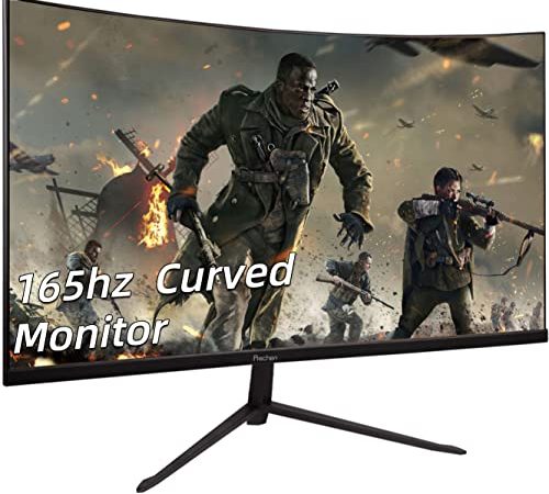 Prechen 24 Zoll Curved Gaming Monitor, 1800R, VA, FHD 1080P, Gaming Bildschirm 165Hz (Unterstützt 144Hz), AMD FreeSync Premium, 3000:1, 2ms, VESA, HDMI, DisplayPort, USB, Schwarz