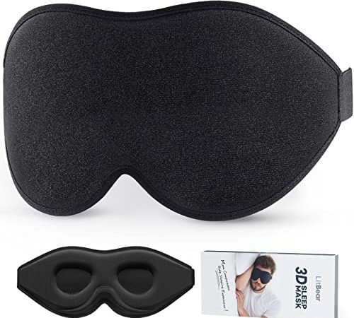 Schlafmaske für Frauen Herren,Kaome Schlafbrille Bequem Ultra-Fit Schlaf-Augenmaske für Seitenschläfer, LitBear-Reihe ,Atmungsaktive 3D Lichtblockierung ​Schlafmaske für Reisen, Nickerchen