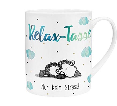 Sheepworld 45755 XL-Tasse mit sheepworld-Motiv "Relax-Tasse - Nur kein Stress", Mehrfarbig ,60 cl