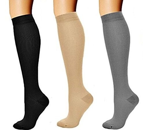 3 Paar Kompressionsstrümpfe/Kompressionssocken/Compression Socks/Strümpfe Kompression/Laufsocken/Thrombosestrümpfe/für Damen Herren, Sport, medi, Flug, Reisen, Schwangerschaft & Medizinische