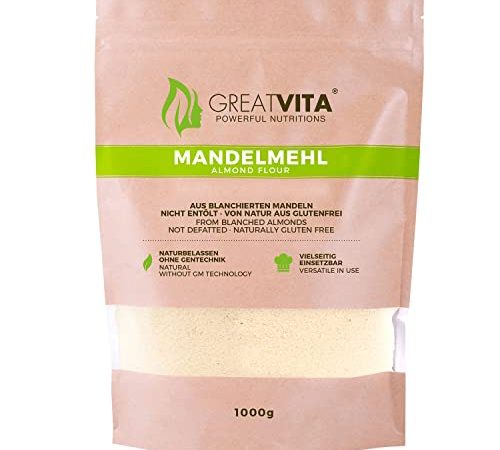 GreatVita Mandelmehl, naturbelassen, blanchiert, 1000g gemahlene Mandeln