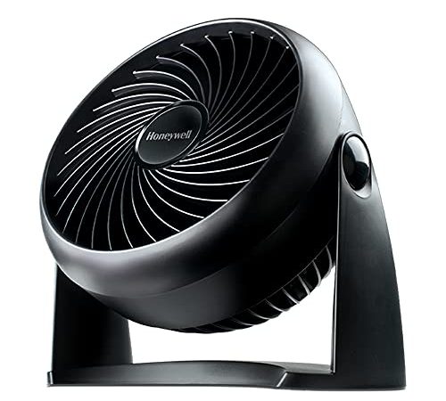 Honeywell TurboForce Turbo-Ventilator (Geräuscharme Kühlung, verstellbarer Neigungswinkel bis zu 90°, 3 Geschwindigkeitseinstellungen, Wandmontage, Tischventilator) HT900E, Schwarz