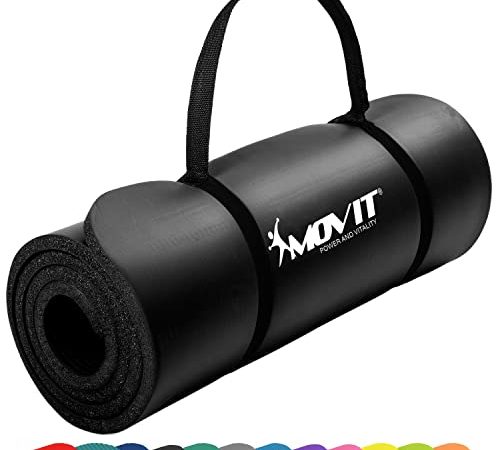 Movit Gymnastikmatte, hautfreundlich und phthalatfrei, in 3 Größen und 12 Farben - Auswahl: 190cm x 60cm x 1,5cm in schwarz