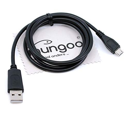 USB Sync-Kabel, Ladekabel, Datenkabel 1m schwarz für Kindle Fire HD (6, 7, 8, 8.9) Fire HDX (7, 8.9), Paperwhite, Voyage E-Book-Reader mit mungoo Displayputztuch