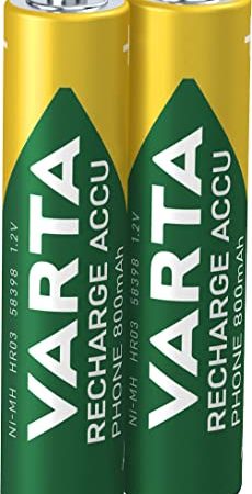 VARTA Recharge Akku Phone Accu AAA Micro Ni-Mh Accu (2er Pack, 800 mAh, geeignet für schnurlose Telefone)