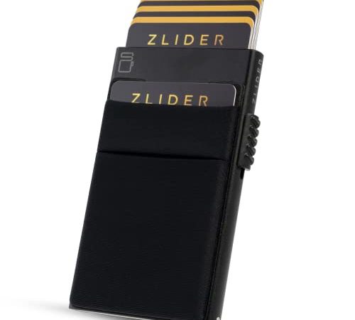 ZLIDER Kartenetui mit Münzfach | Credit Card Holder Slim Wallet für 5-7 Karten | Kartenhalter mit RFID Wallet | Mini Geldbeutel Modern aus Aluminium | Smart Portmonee Herren Damen Geldbörse grau