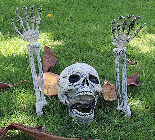 78Henstridge Halloween Deko Horror Skelett Schädel Realistische Gruseliger Skeleton für Halloween Party Garten Hof Dekoration