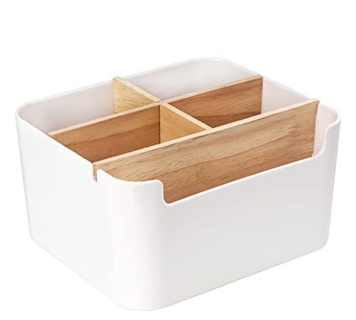 Desktop Organizer Multifunktionale Holz Stiftehalter Schreibtisch Aufbewahrungsbox für Office, Schule und Haushalt White