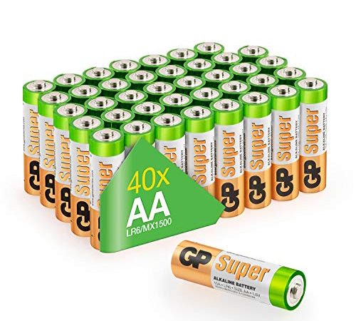 GP Batterien AA 1,5V Super Alkaline Longlife Technologie, Vorratspack mit 40 Stück Mignonzellen in praktischer Briefkasten-tauglicher Versandverpackung