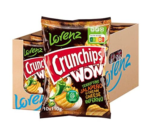 Lorenz Snack World Crunchips WOW Jalapeño & Cream Cheese, 10er Pack (10 x 110 g)